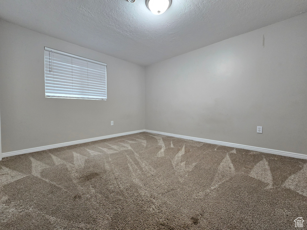 Spare room with a textured ceiling and carpet floors