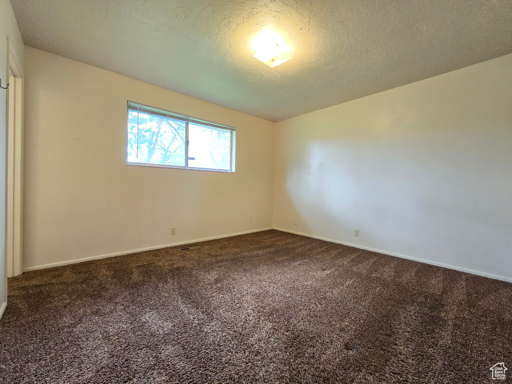 Spare room with carpet flooring and a textured ceiling