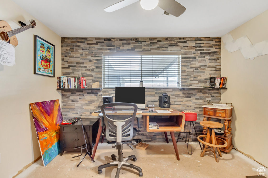 Office space with ceiling fan