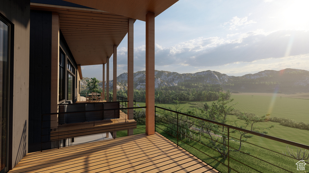 Balcony with a mountain view and a rural view