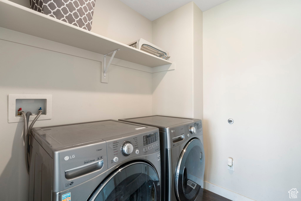 Washroom with washer and dryer and hookup for a washing machine