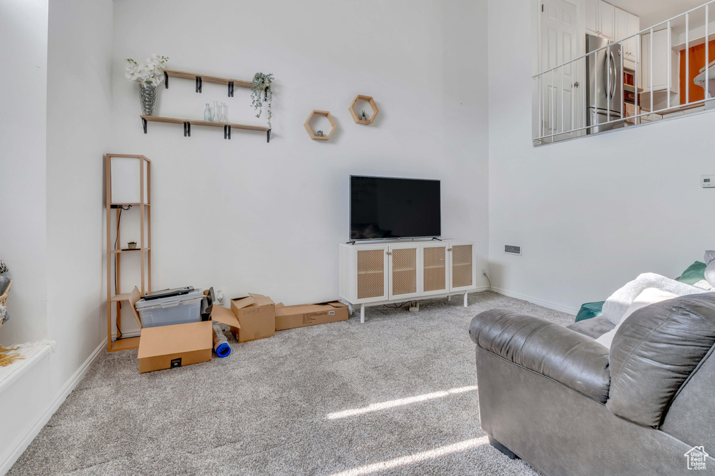 Living room featuring carpet floors