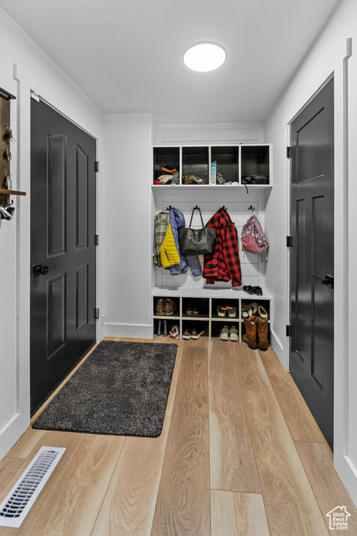 Mudroom featuring hardwood / wood-style floors