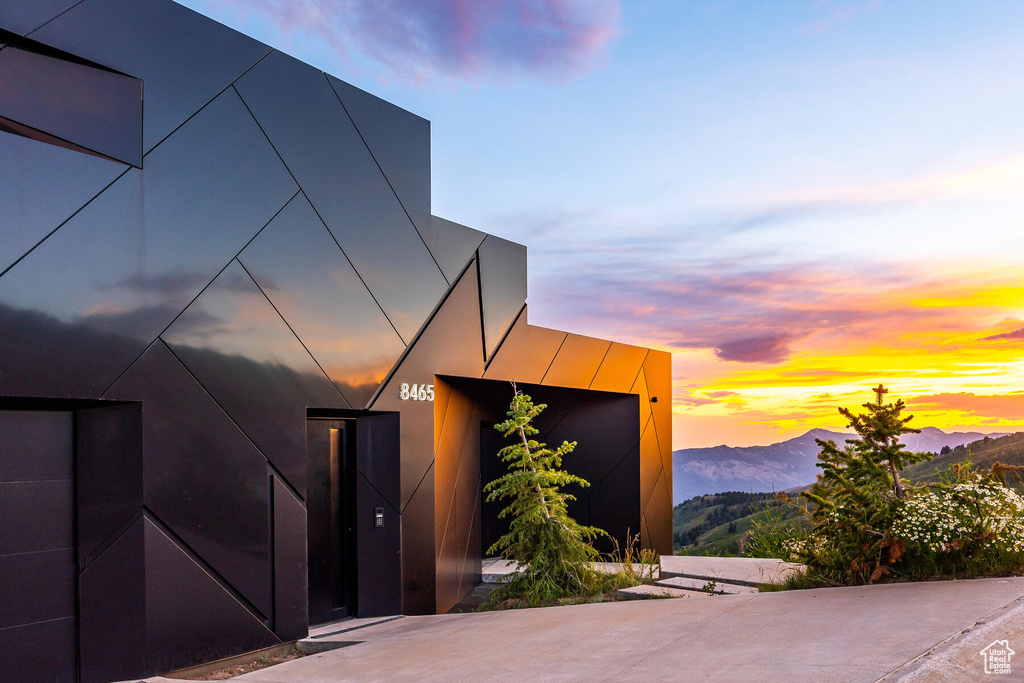 Exterior space with a mountain view