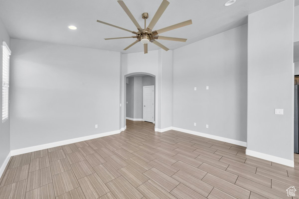 Spare room featuring ceiling fan