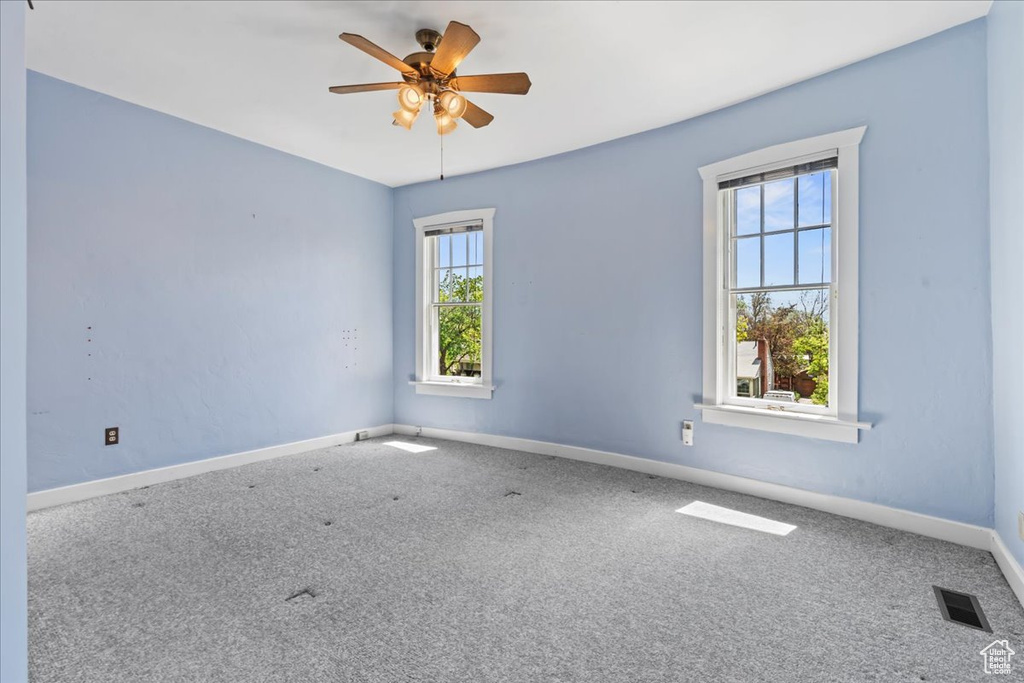 Spare room featuring a wealth of natural light and carpet