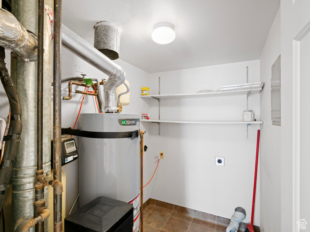 Utility room featuring gas water heater