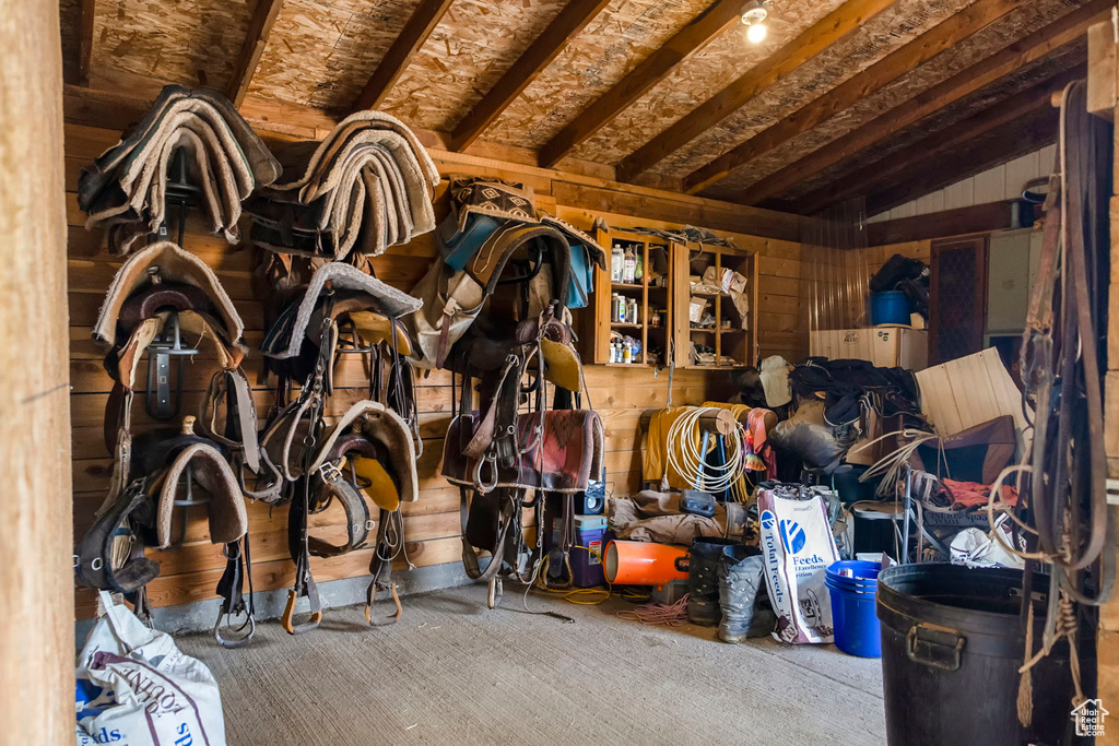 View of horse barn