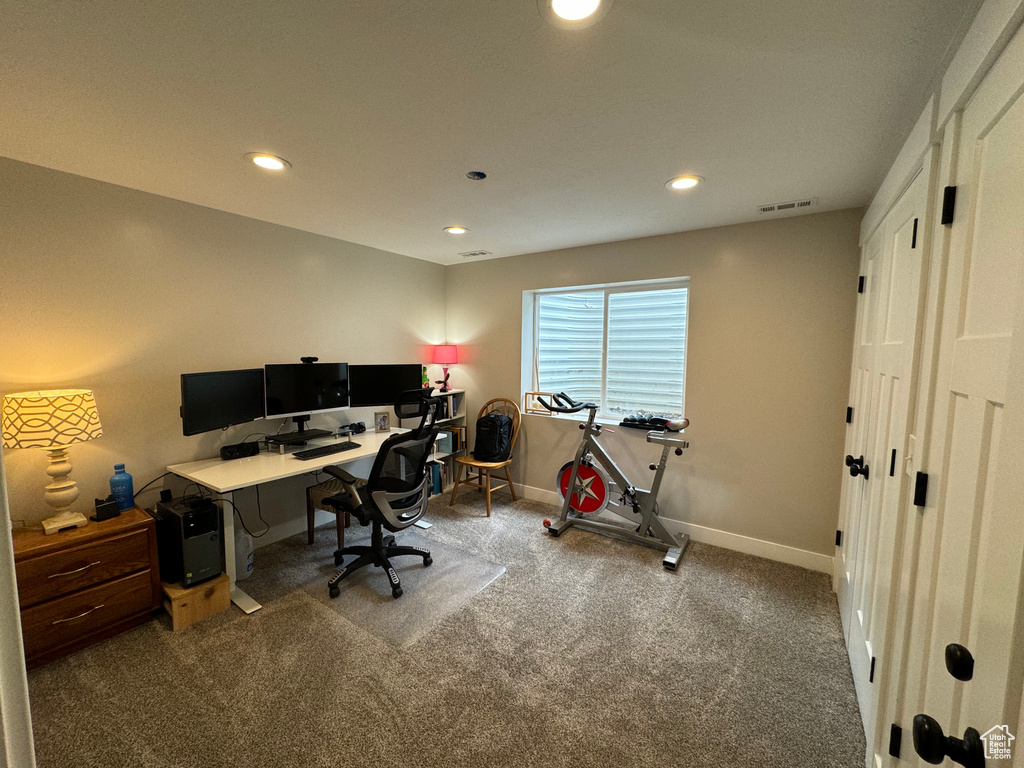 Office area with carpet floors