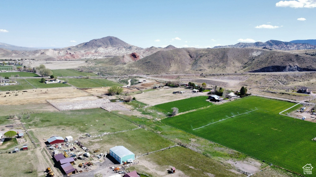 Bird\\\'s eye view with a mountain view