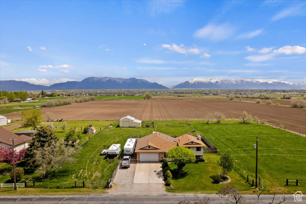 Aerial view with a rural view and a mountain view