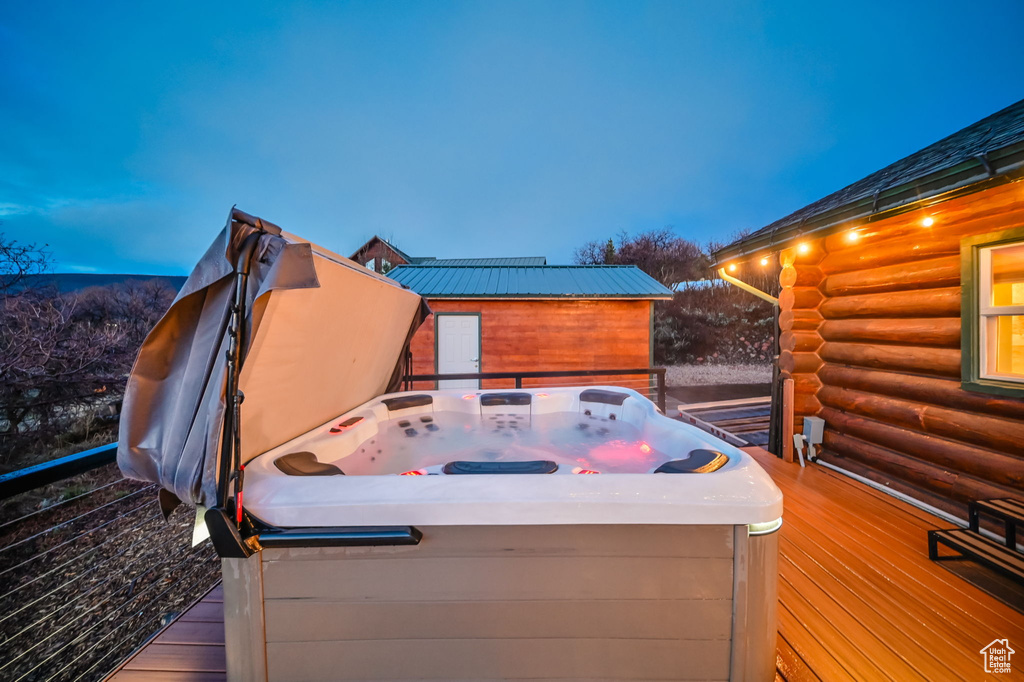 Deck with a hot tub