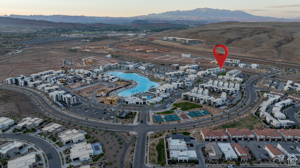 View of aerial view at dusk