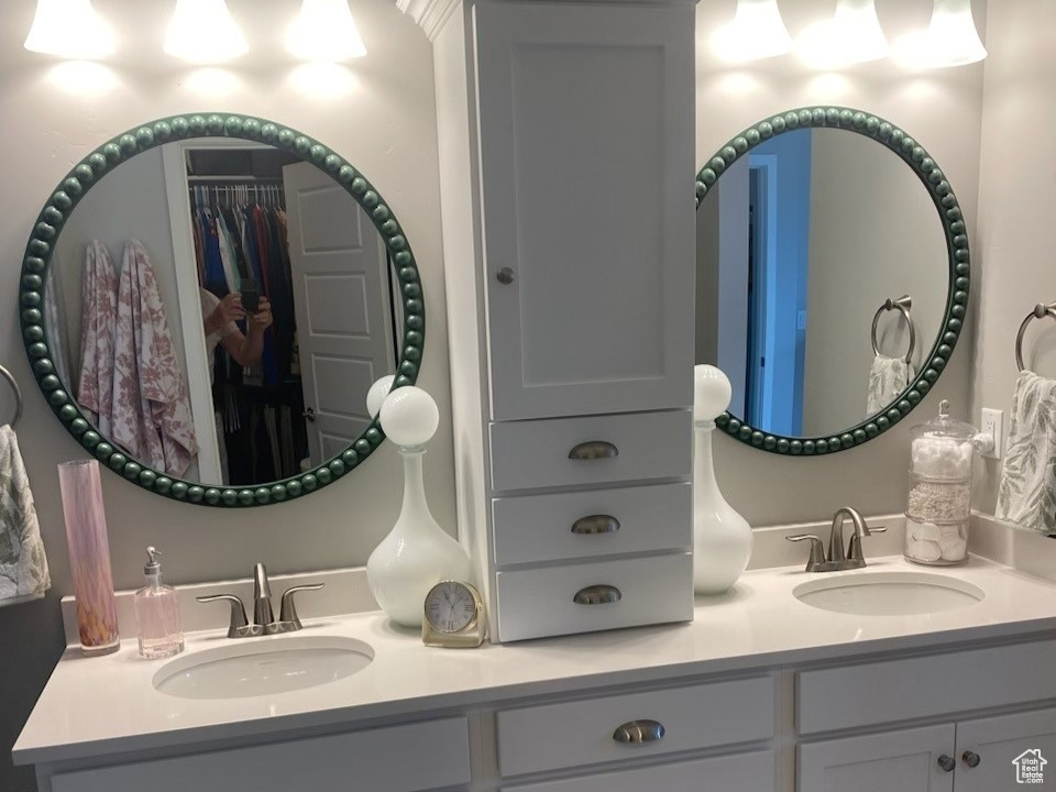Bathroom featuring double sink vanity