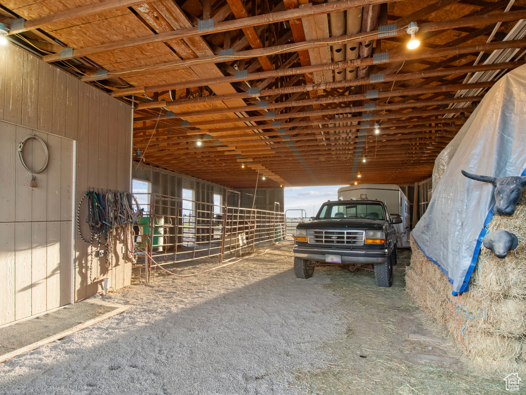 View of horse barn