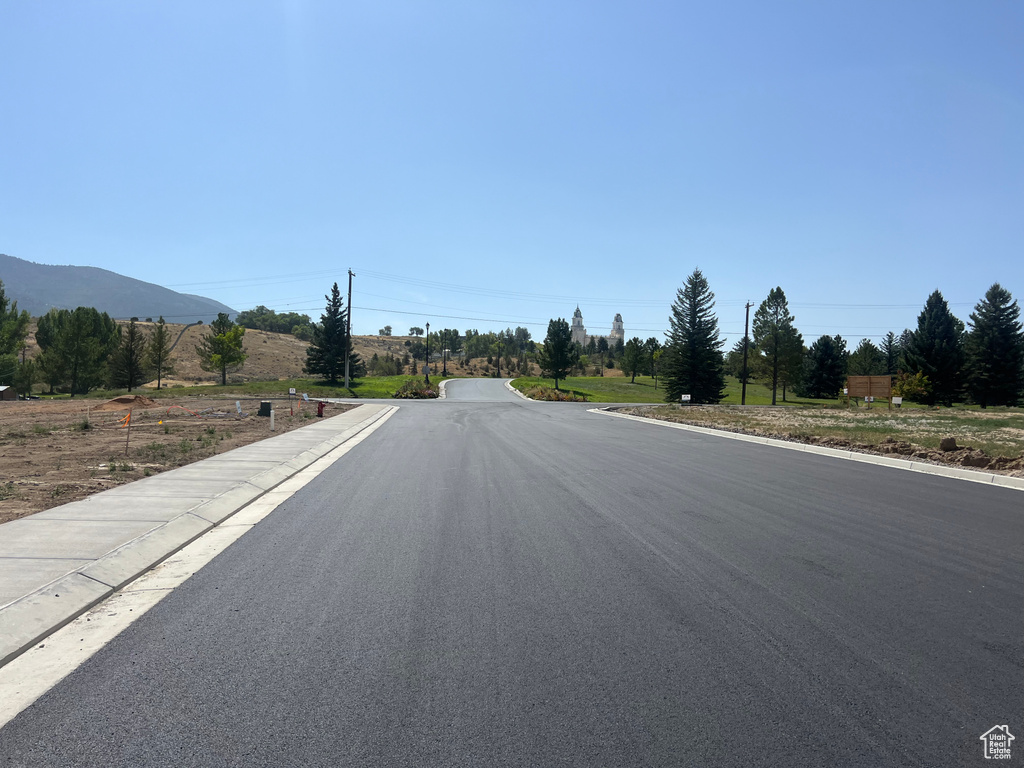 View of street with a mountain view