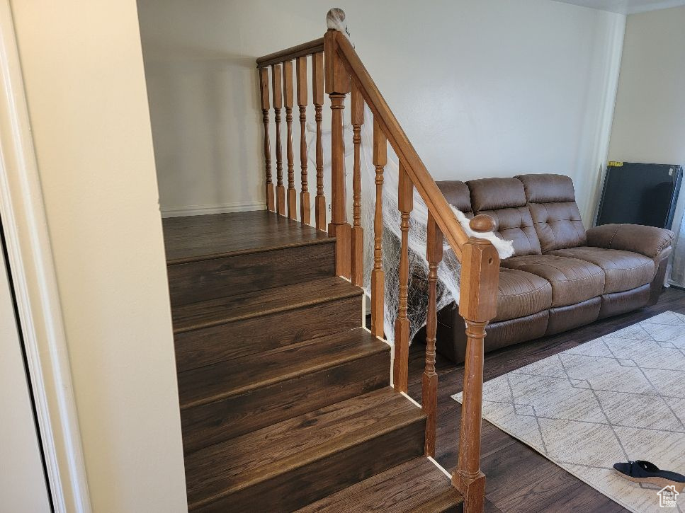 Staircase with wood-type flooring