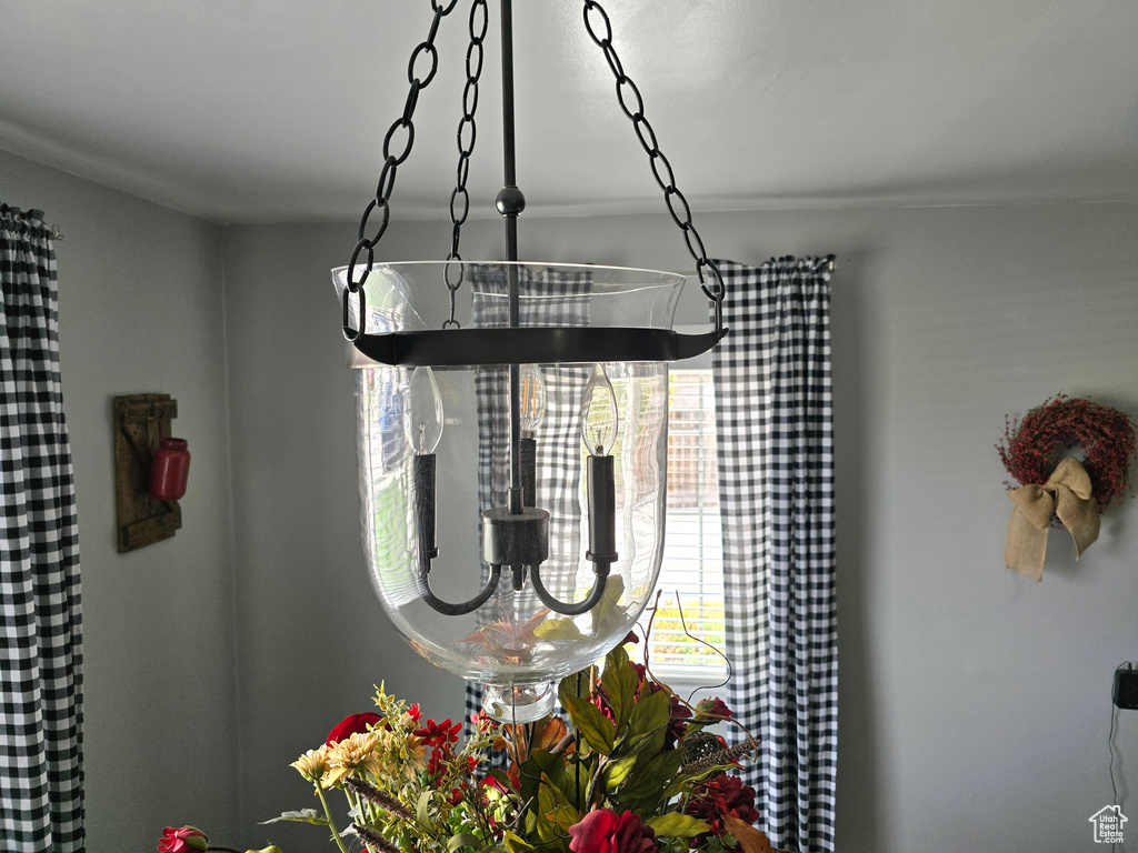 Interior details with a notable chandelier