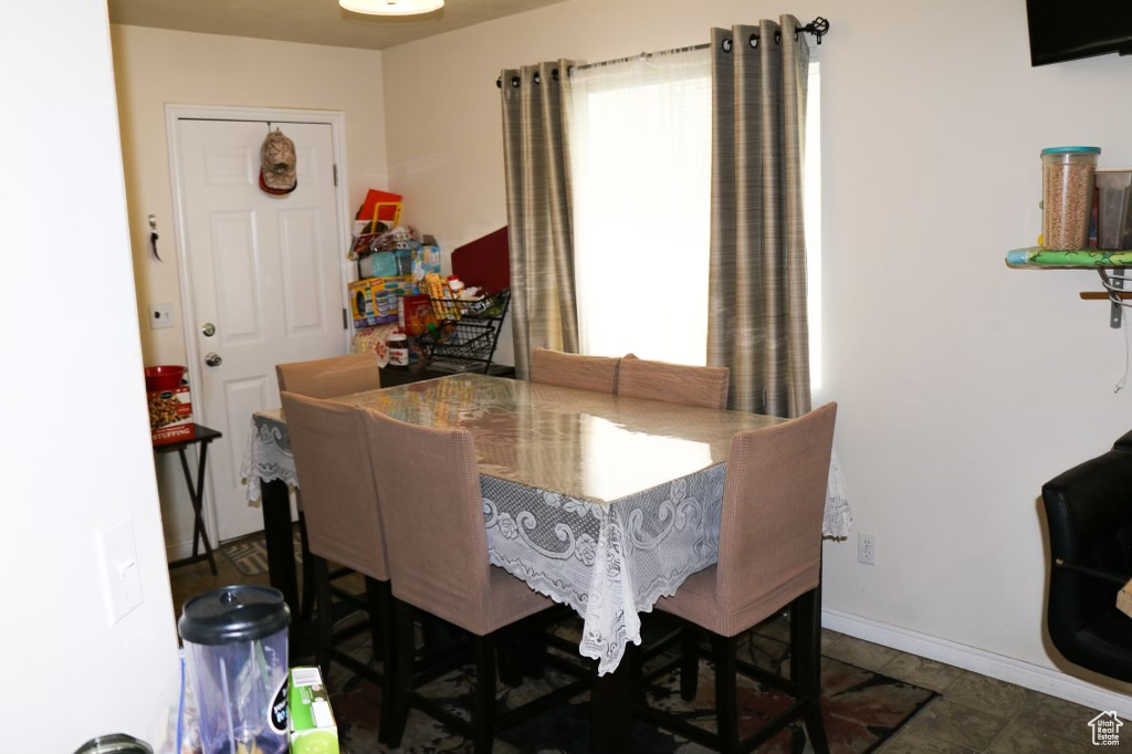 View of tiled dining area