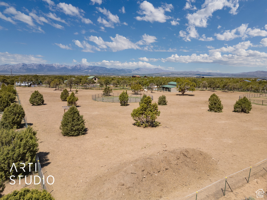 Exterior space with a rural view and a mountain view