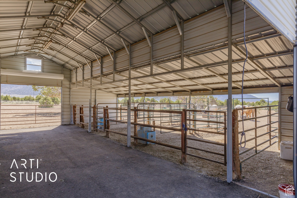 View of horse barn