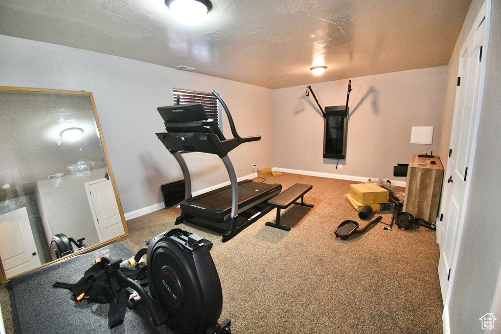 Exercise area with carpet