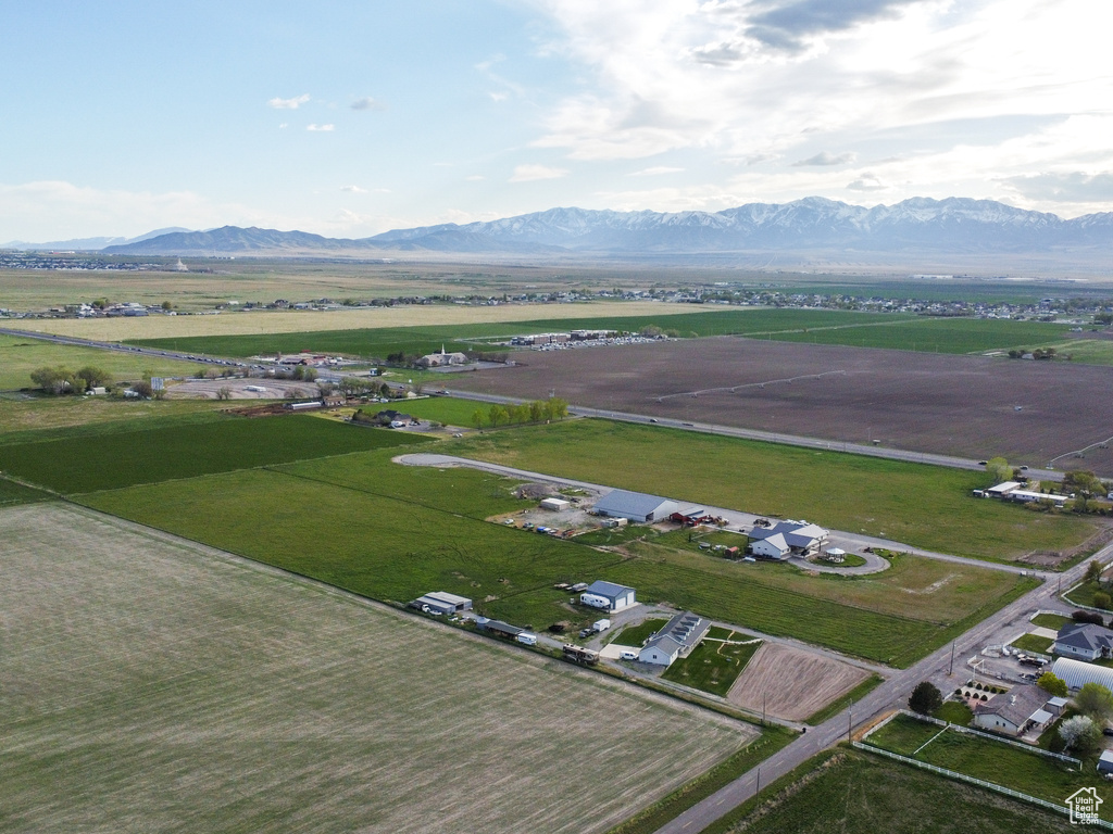 Aerial view featuring a mountain view and a rural view