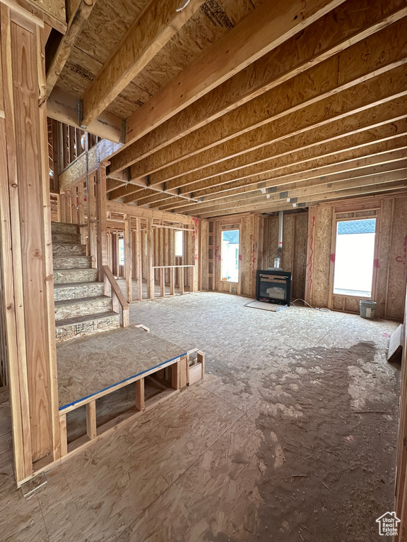 Misc room featuring a wood stove