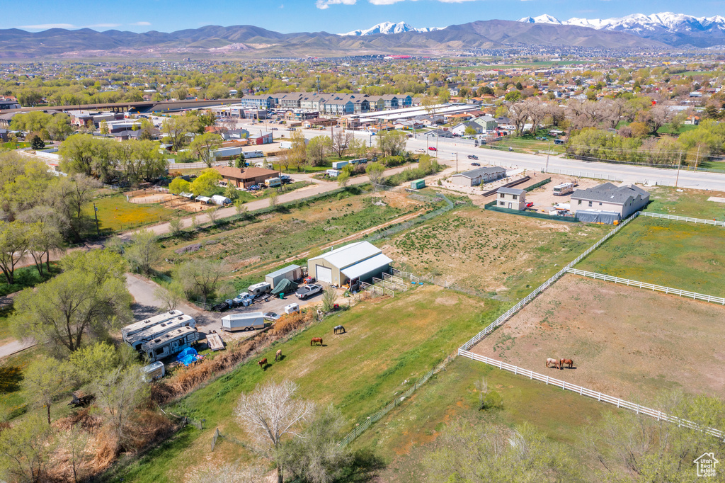 Drone / aerial view with a mountain view