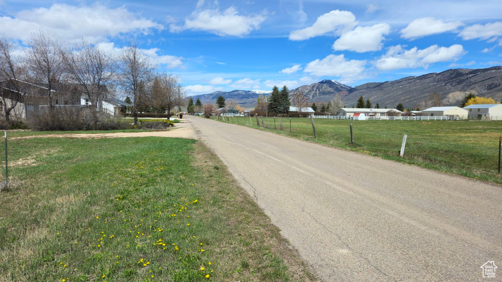 View of street with a mountain view