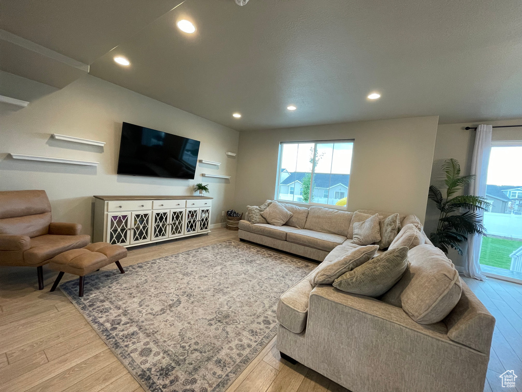 Living room featuring hardwood / wood-style flooring