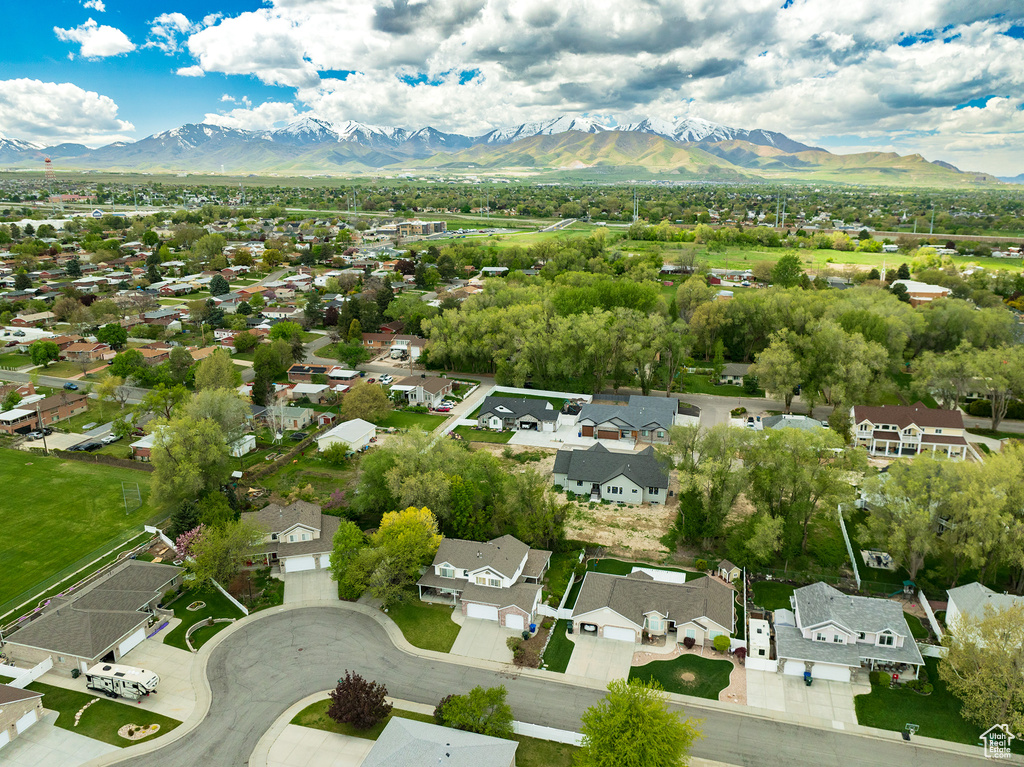 Drone / aerial view with a mountain view