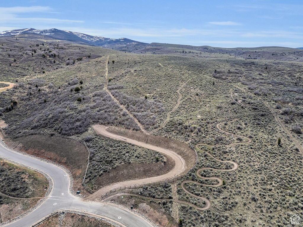 Aerial view with a mountain view