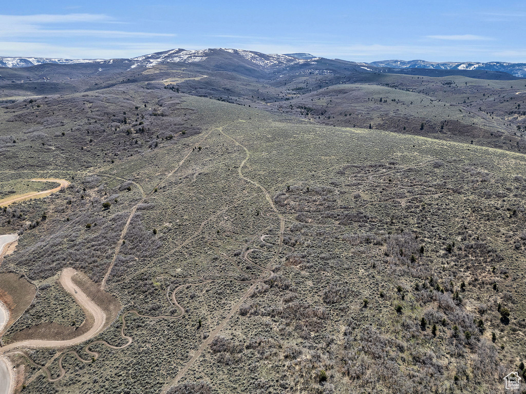 Aerial view featuring a mountain view