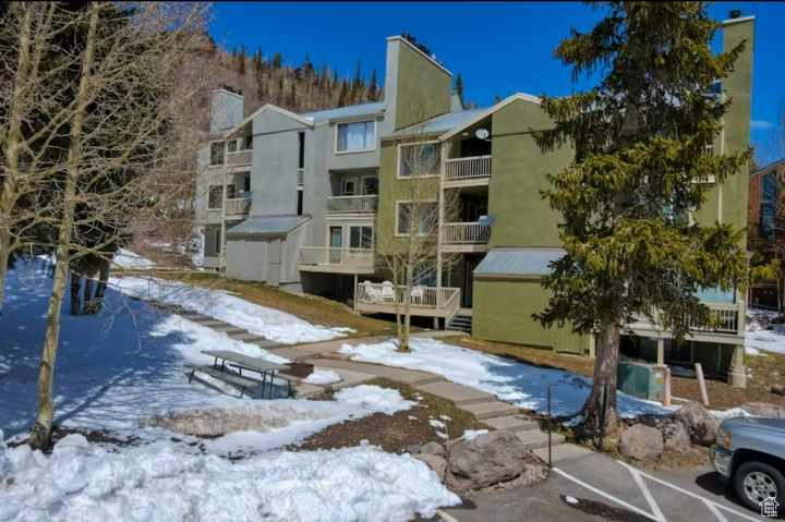 View of snow covered property