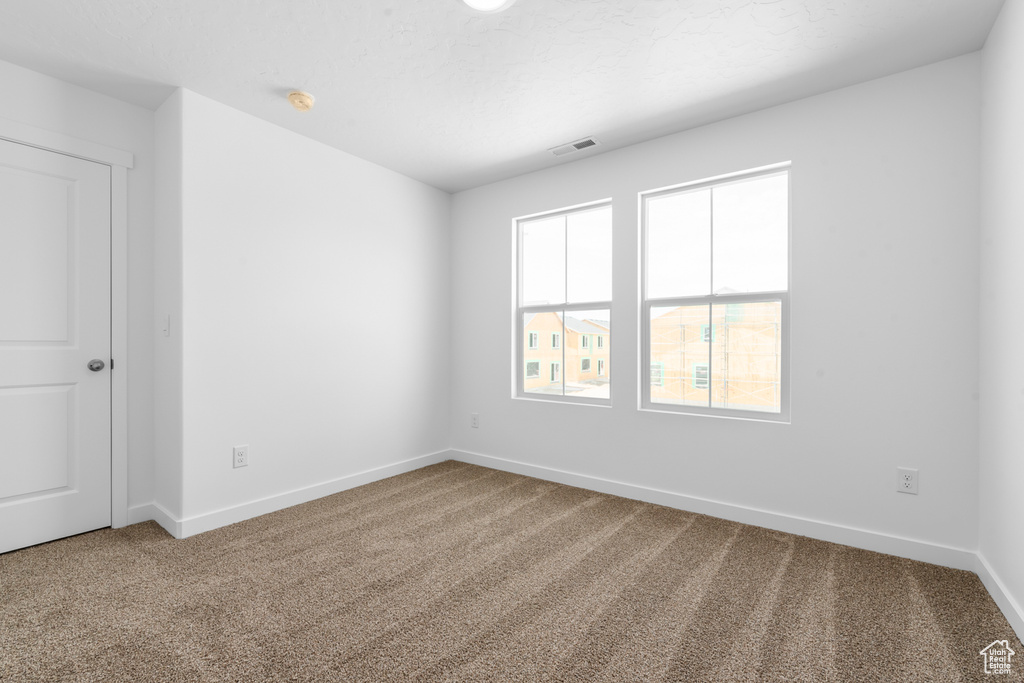 Unfurnished room with carpet and a wealth of natural light