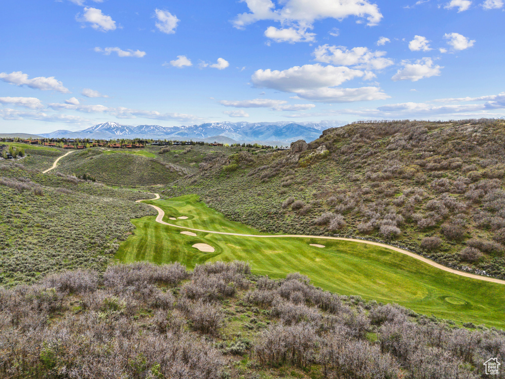 View of mountain background with a local golf course