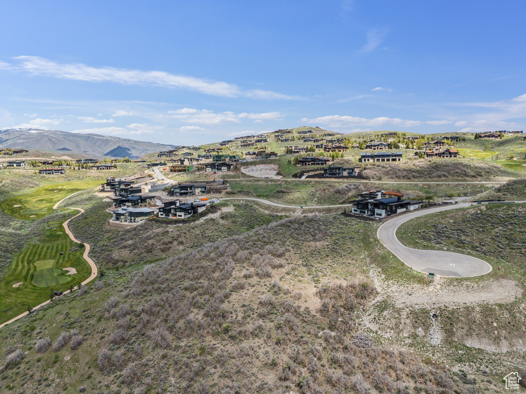 Drone / aerial view of a mountain backdrop
