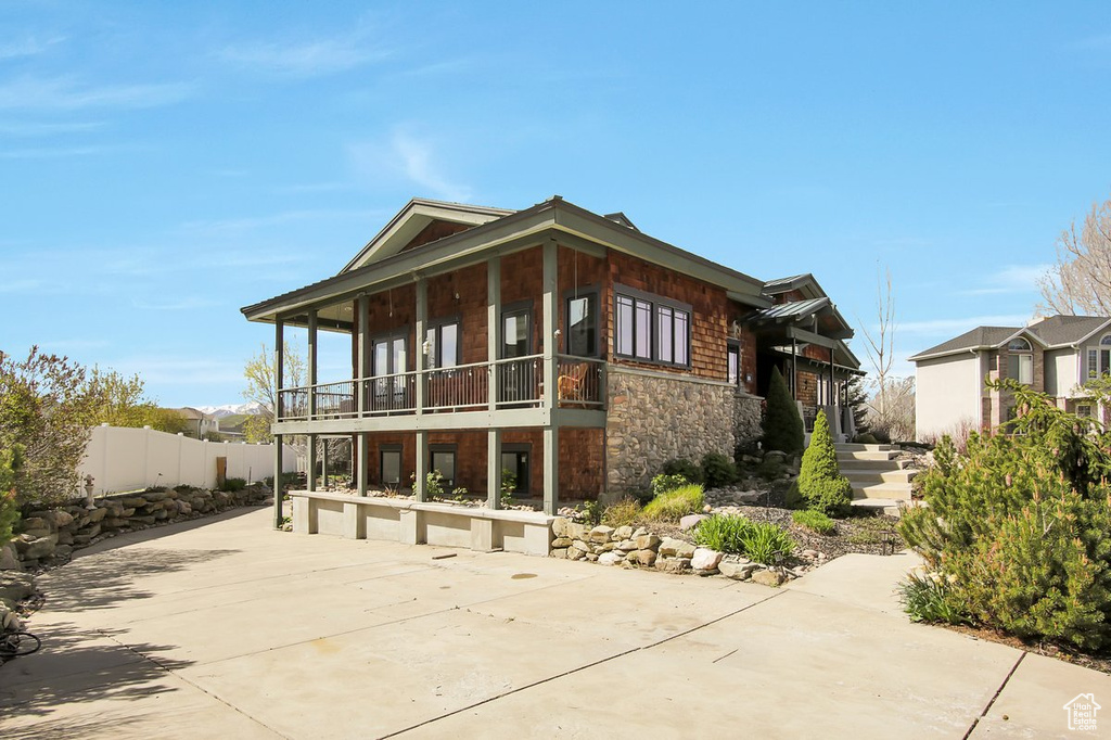 Exterior space with a porch