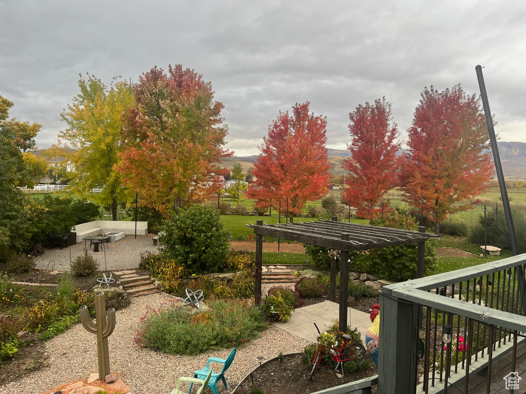 Exterior space featuring a patio and a pergola