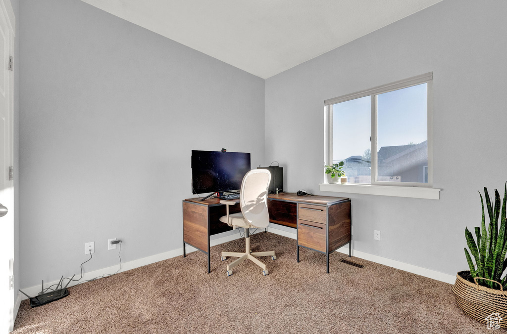 Office space featuring carpet floors