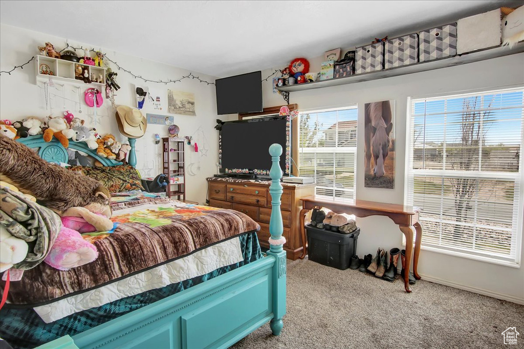 Bedroom with carpet floors