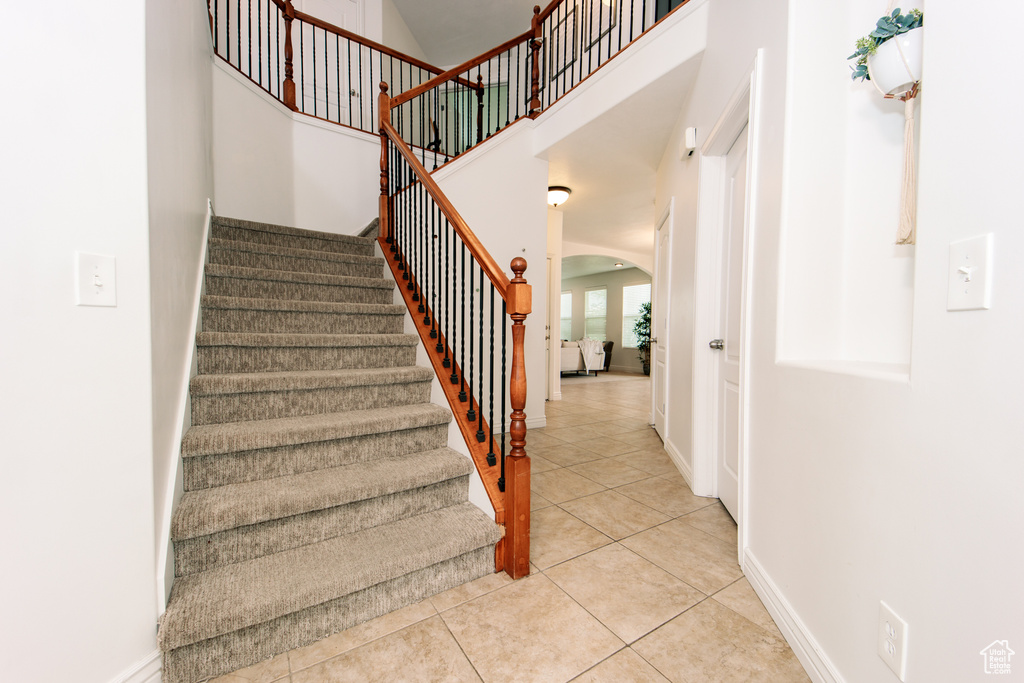 Stairway with tile flooring