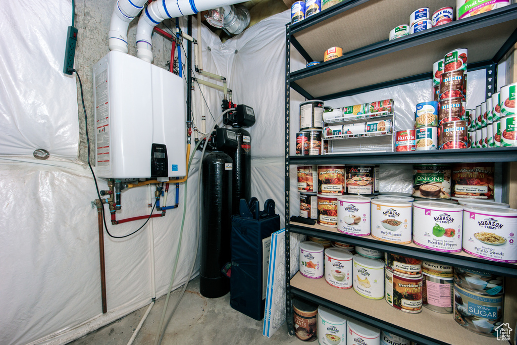 Utility room with tankless water heater