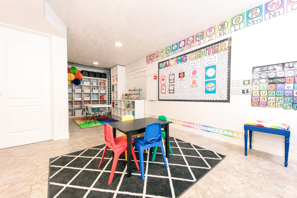 Playroom with tile floors
