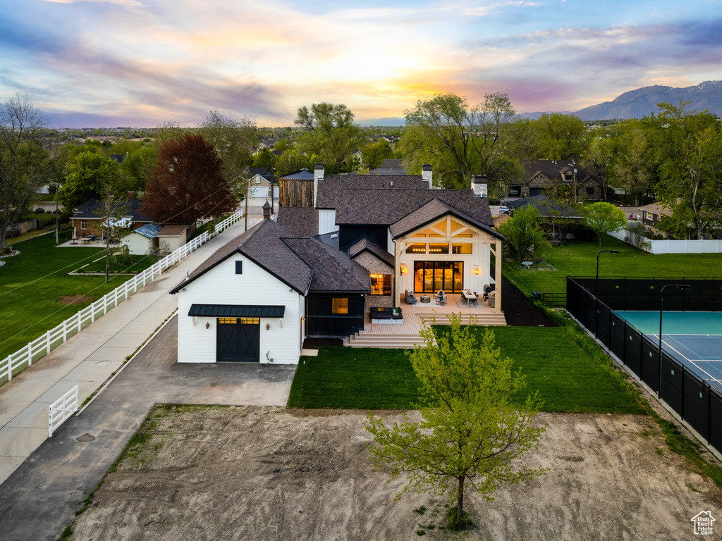 View of aerial view at dusk