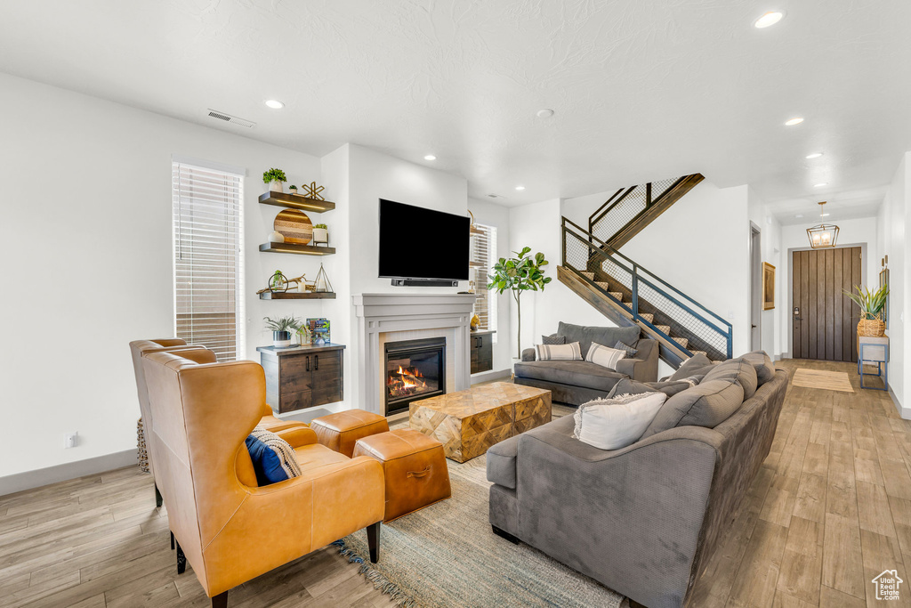 Living room featuring light wood-type flooring