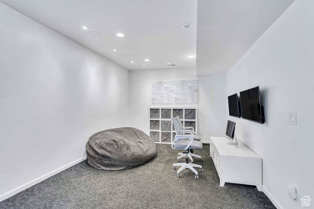 Office area with carpet floors