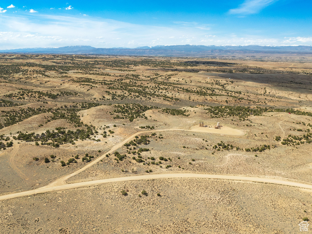 Aerial view featuring a mountain view