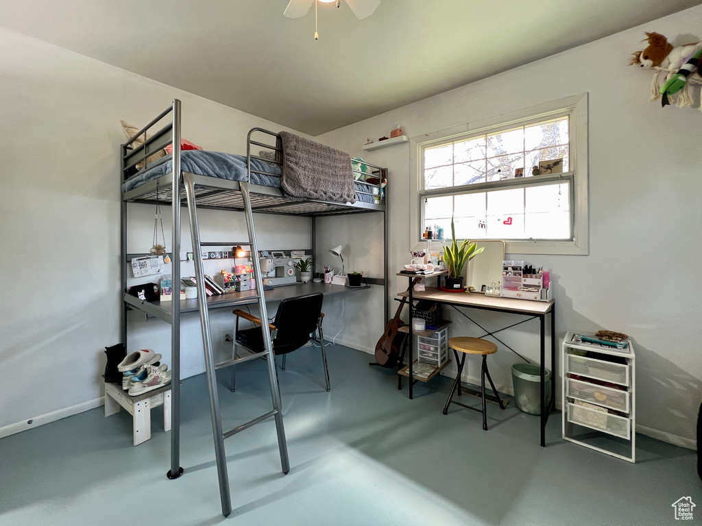 Bedroom featuring ceiling fan